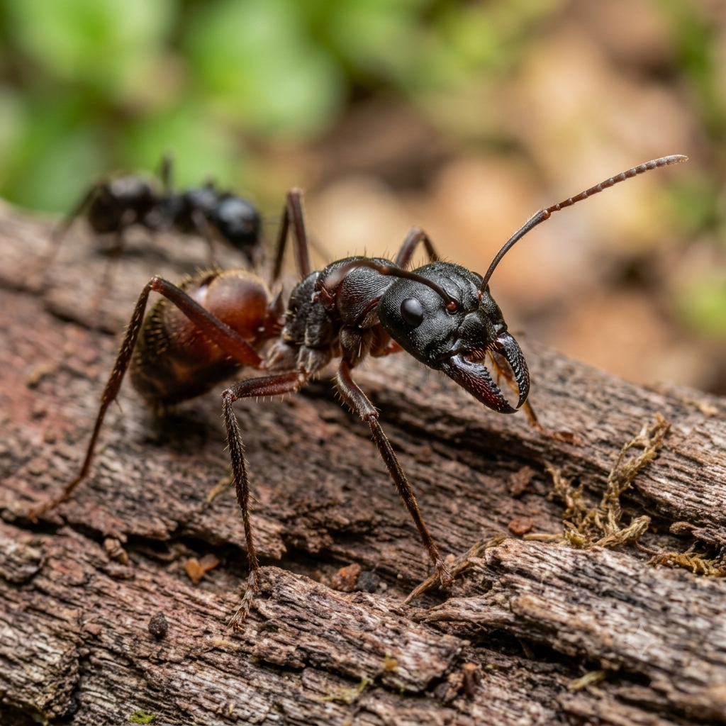 Macro close-up of a single ant showing detailed anatomy