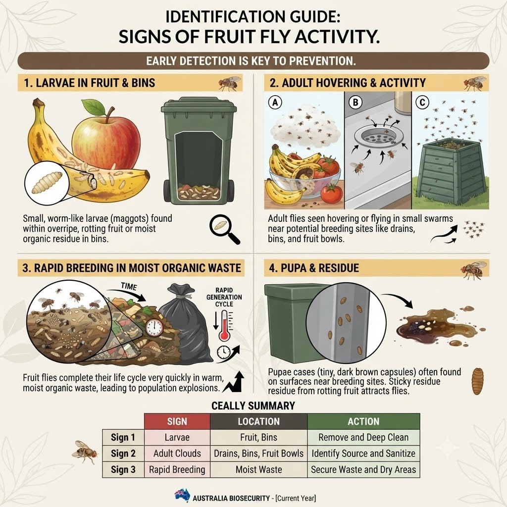 Signs of fruit fly activity Sydney