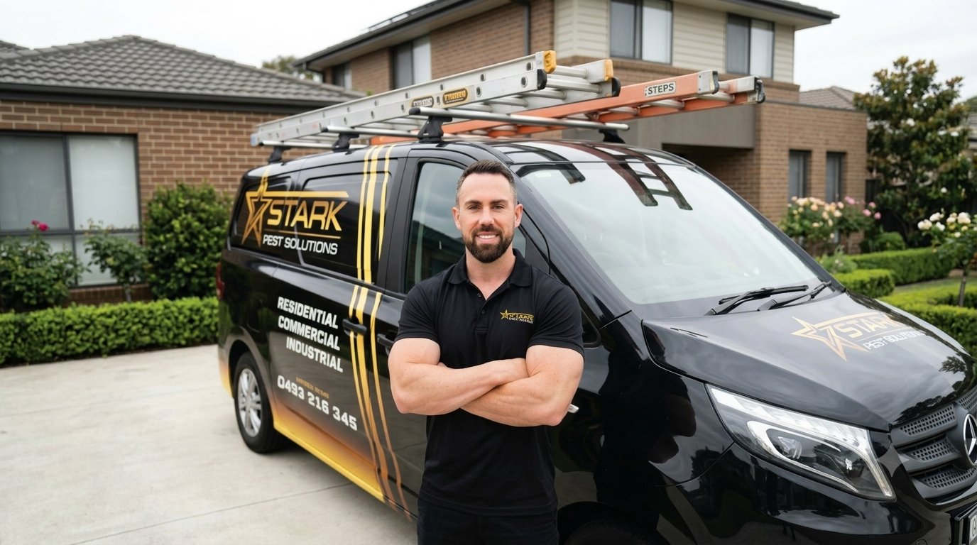 Stark Pest Solutions technician standing in front of service van in Sydney