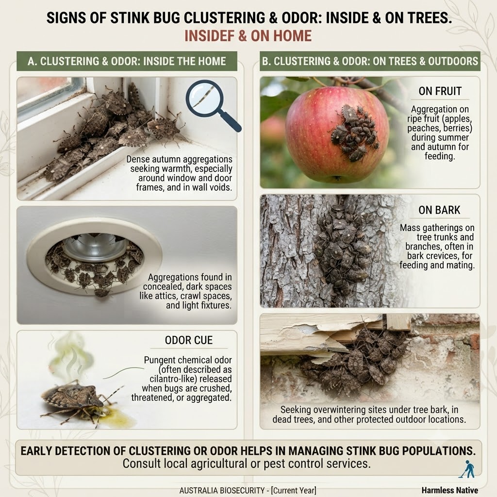 Signs of stink bug clustering and odor Sydney