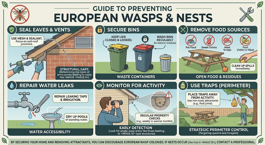 Infographic guide to preventing European wasps and nests around the home